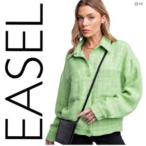 735:  EASEL NWT Sz Large Plaid SNAP FRONT JACKET